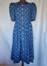 DRESS VINTAGE TRACHTEN TYROL OKTOBERFEST DIRNDL PLAID BLUE WOMENS US 12 EU 40
