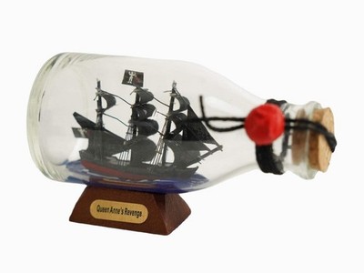 Blackbeard's Queen Anne's Revenge Pirate Ship in a Glass Bottle 5''