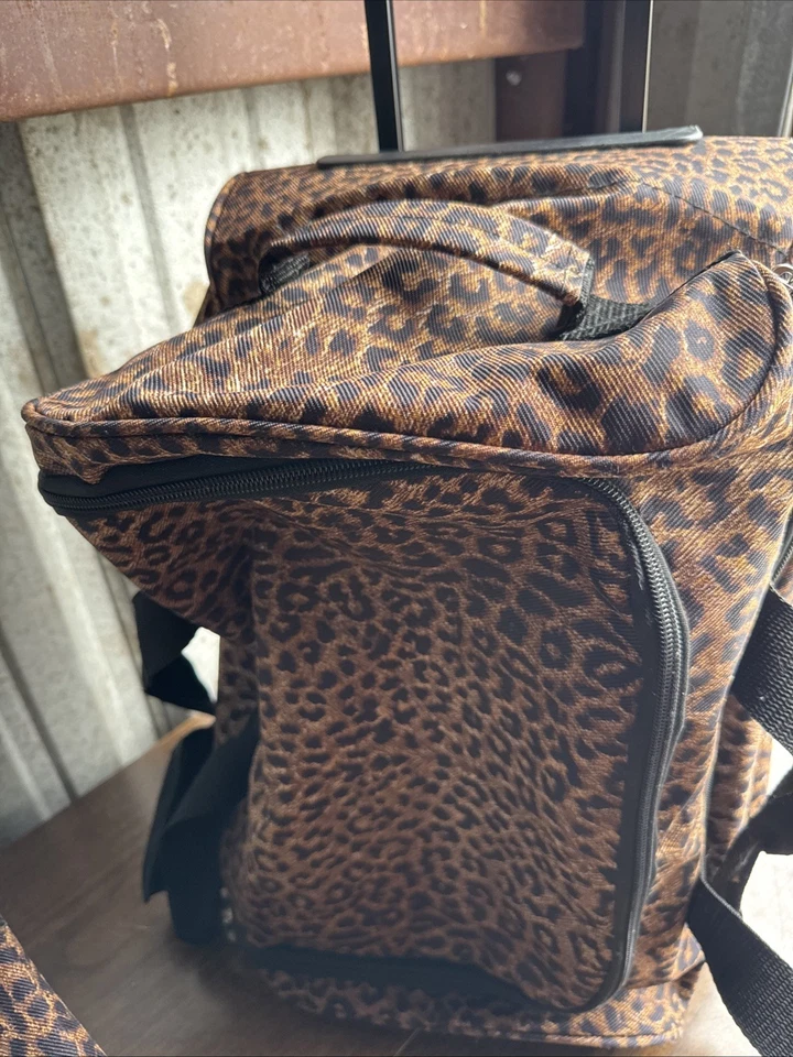American Flyer Travel Carry On Rolling Bag Animal Print Other Matching Purse - Image 3 of 4