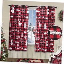 Buffalo Plaid Curtains 63 Inch Length Window 42"W x 63"L Pack of 2 Red