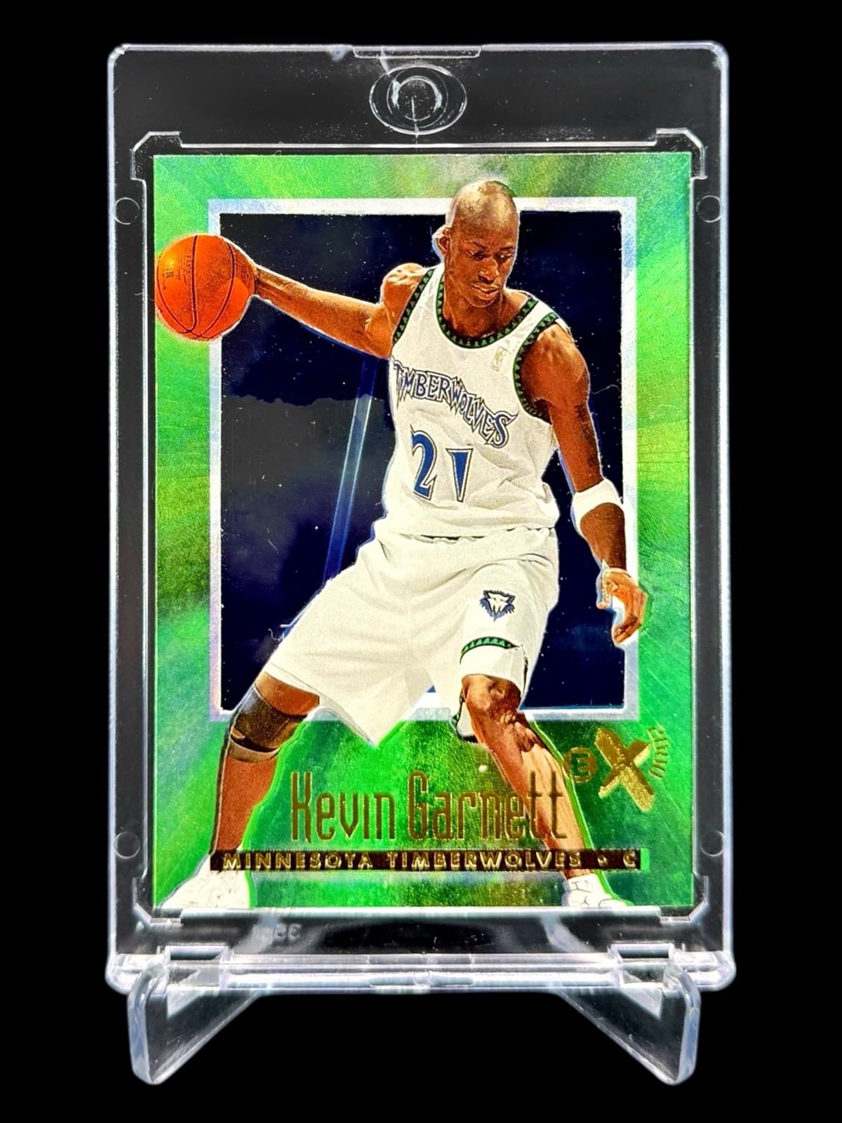 1996/97 Skybox E-X KEVIN GARNETT “E-X2000” GREEN HOLO ACETATE #40🔥RARE SP🔥
