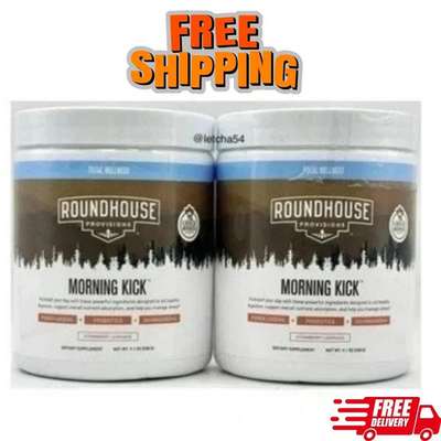#ad 2 PACK ROUNDHOUSE PROVISIONS MORNING KICK DIGESTIVE POWDER STRAWBERRY LEMONADE $30.10