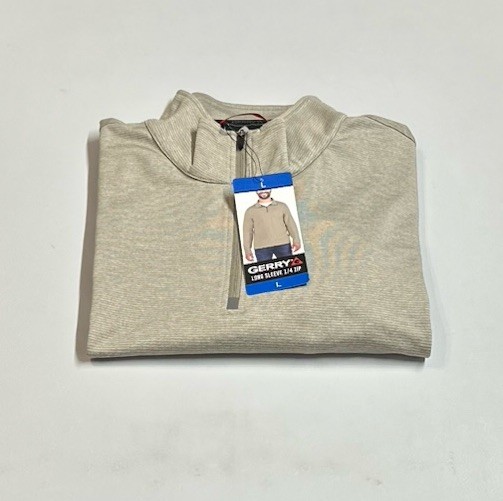 Gerry Men's Long Sleeve 1/4 Zip Pullover, Tan, Size L