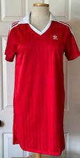 Adidas Originals 3 Stripes Adicolor V-Neck SS Jacquard Polo Dress Better Scarlet