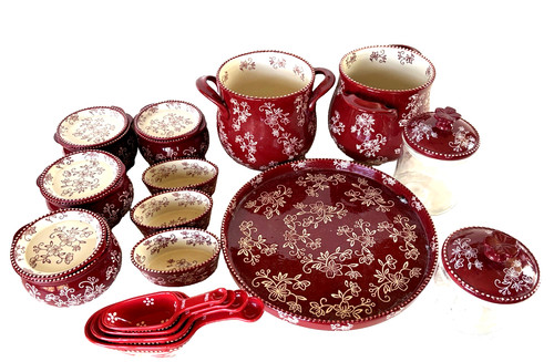 Temp-tations FLORAL LACE Serving Pot Oval Bakers Lazy Susan Jars Meas Cups Bowls