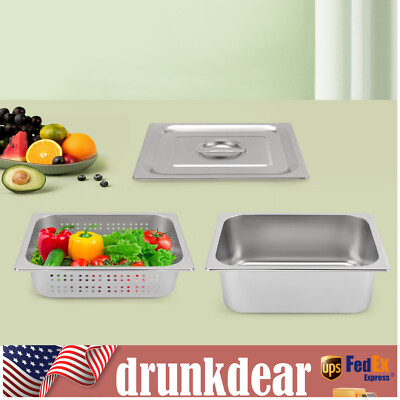Stainless Steel Full Size Hotel Pan With Lid Set Perforated Steam Pan
