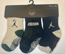 Nike Jordan Baby UNISEX Infant No Slip Ankle Socks 3 PAIR 12-24 Months