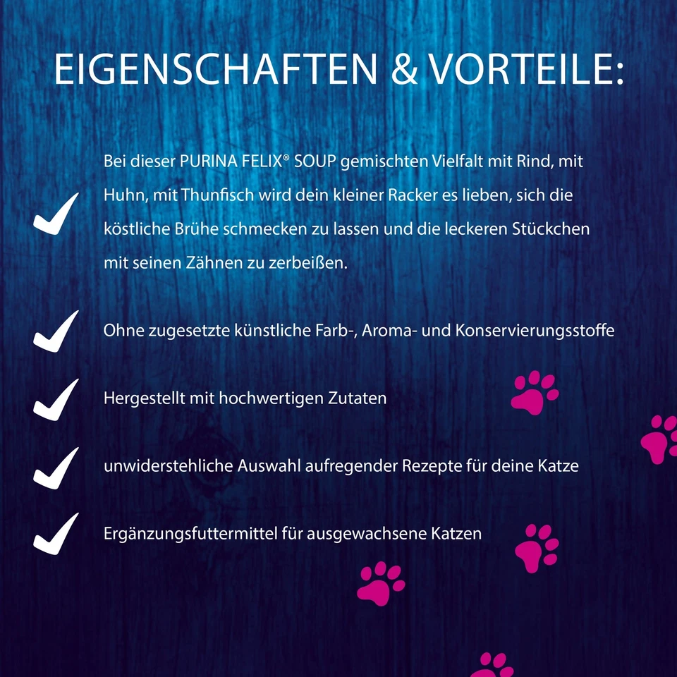 Soup Suppe für Katzen mit zarten Stückchen Sorten-Mix 8er Pack 8 x 6 Beutel à... - Bild 2 von 3