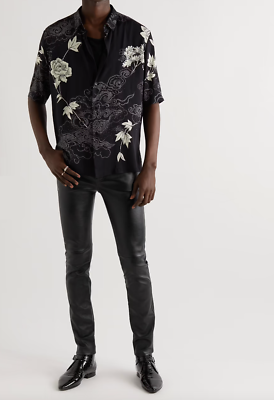 SAINT LAURENT Stretch Skinny-Fit Lambskin pants Mens size 50 New