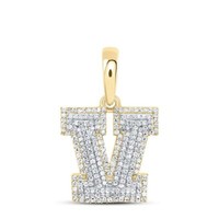 JFL Diamonds 10K Gelbgold Diamant Unisex Charm AnhäNger Initial V 3/4 Ct