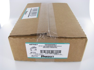 BOX OF 50, Panduit NetKey NK688MBU Cat6 Keystone Jack Module, Blue ~STSI