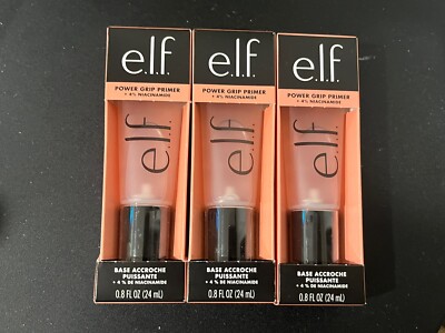 3 E.L.F. COSMETICS Power Grip Primer + 4% Niacinamide 0.8 fl Oz Lot Of 3