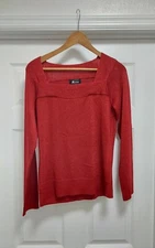 AB Studio Top Women's Top Size L Metallic Red Long Sleeve Holidays Christmas 