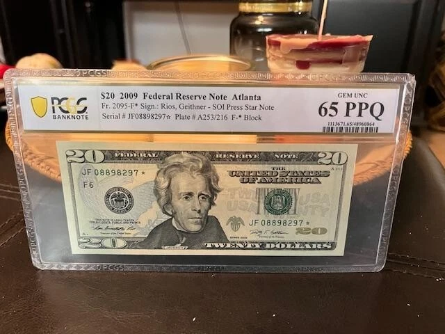 2009 $20 ATLANTA Fr. 2095-F* SOI Star Note PCGS GEM UNC 65 PPQ Very Hard 2 Find! - Image 2 of 3