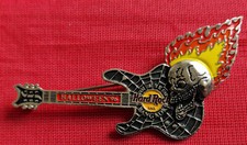 HRC Hard Rock Cafe Bangkok Halloween 1996 Black 3D Spider Web Skull Guitar Flame