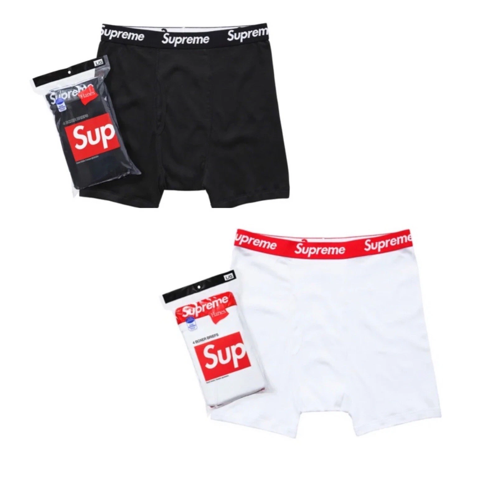 Boxer slip noir/blanc Supreme X Hanes sous vêtement (2 noir + 2 blanc) XL