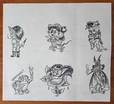 ORIGINAL 1980s HAND DRAWN, Vintage Traditional Tattoo Flash Production Sheet 15