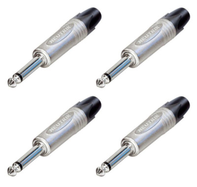 (4 PACK) NEUTRIK NP2X 1/4'' Mono Cable Mount Instrument Jack w/ Nickel Shell