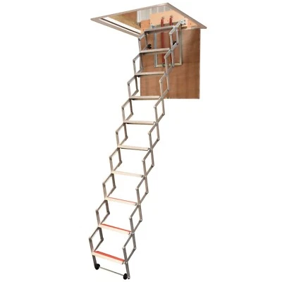 Concertina Loft Ladder - Folding Telescopic Aluminium Space Saving - up to 12ft