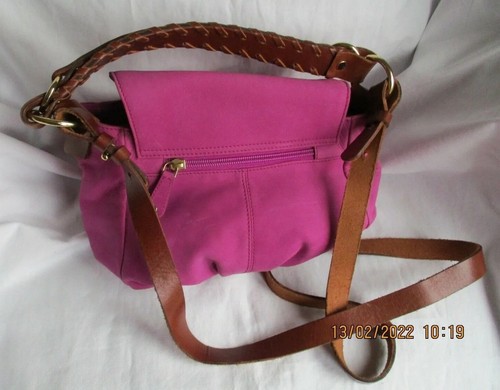 SHOULDER CROSSBODY BAG GENUINE PINK SUEDE LEATHER DESIGNER MODALU NEW - Picture 4 of 7