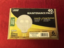 Feit 6 Light Bulbs 40-Watt G25 130v Bath  vanity 40G25/W/MP-130 Soft White