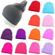 Beanie Hat Cap Solid Plain Knit Ski Skull Cuff Winter Warm Slouchy Men Women