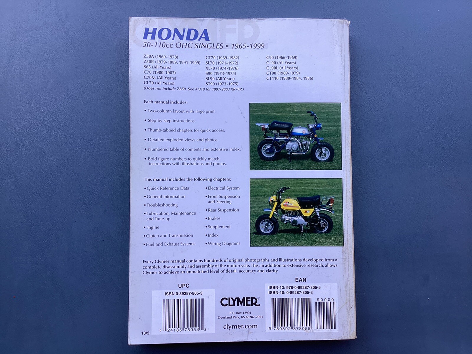Clymer M31013 Service Shop Repair Manual Honda 50110cc OHC Singles