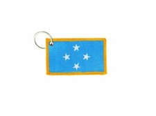 Keychain keyring embroidered embroidery patch double sided flag micronesia
