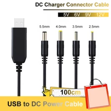 1m USB A to 2.5mm-5.5mm Barrel Jack Male DC Power Cable Charger Connector Cable