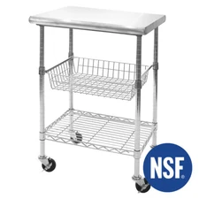 Seville Classics Stainless Steel NSF Work Table Cart, 24" W x 20" D x 36" H