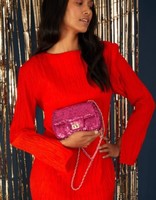 Accessorize sequin mini chain cross-body hot pink, new with tags, woman's bags