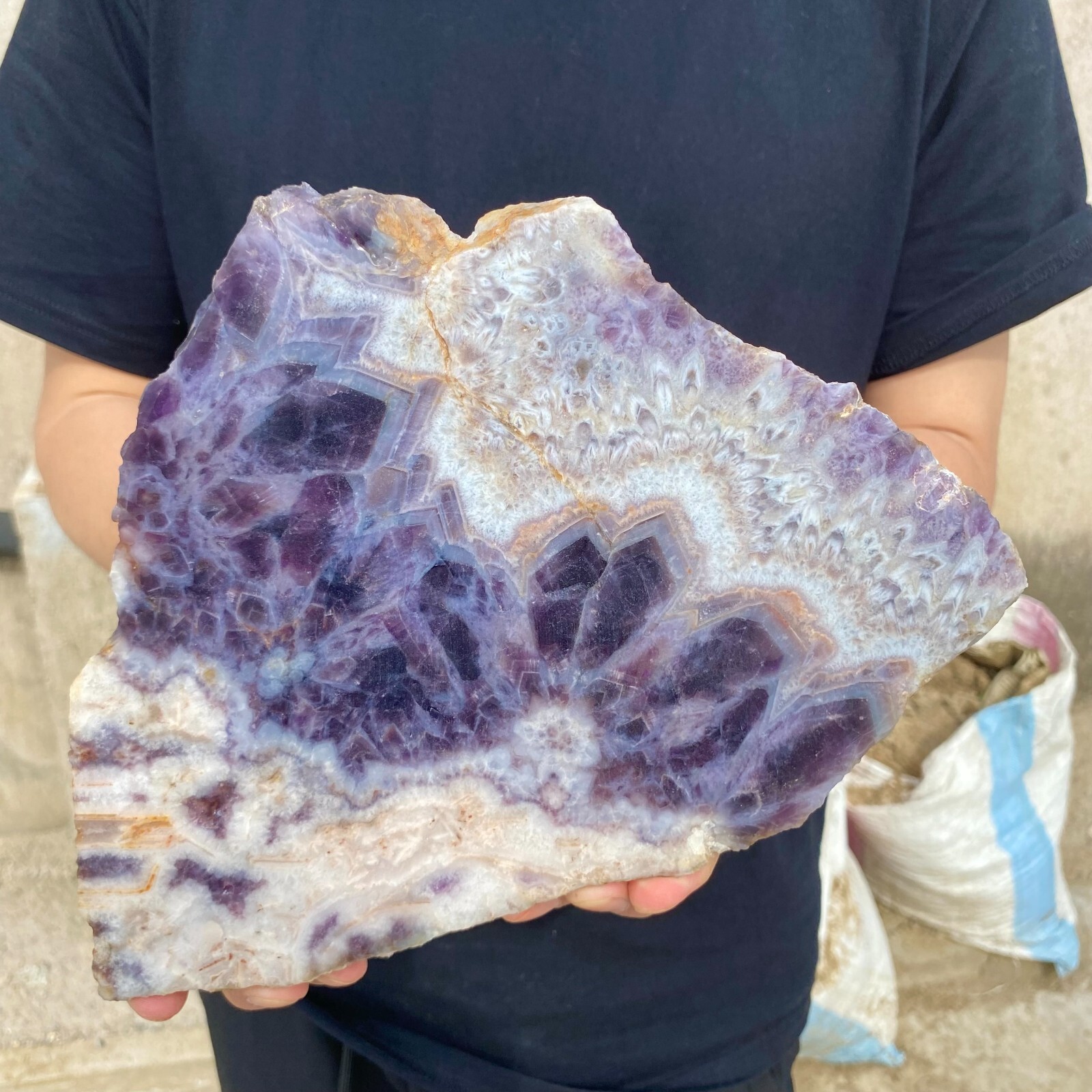 2.7lb Natural Chevron Dream Amethyst Quartz Crystal Slab Rough Mineral Specimen