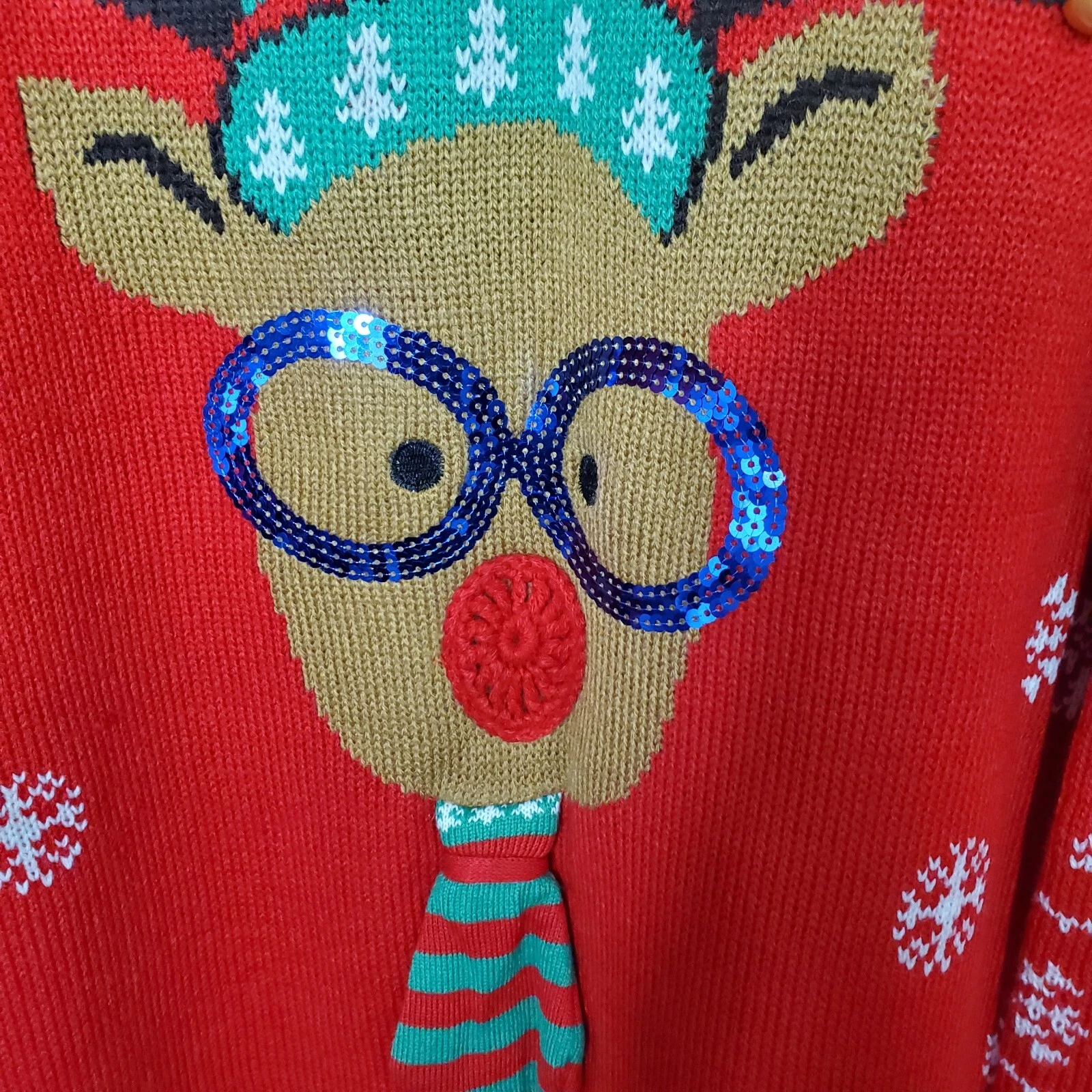 United States Sweaters Womens Red Knit Rudolph Christmas Ugly Sweater SZ 2X