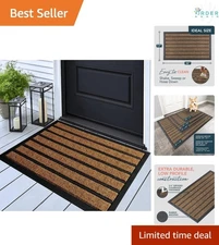 Durable Rubber Door Mat 30x17 Non-Slip Waterproof Indoor Outdoor Entry Rug
