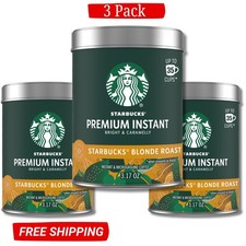 Starbucks Blonde Roast, Premium Instant Coffee, 100% Arabica 3 Tins 3 Pack