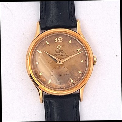 Vintage 18k Omega Centenary Bumper Automatic Chronometre Wristwatch 33mm