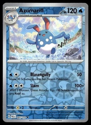 Azumarill 045/193 Uncommon Paldea Evolved Pokemon Reverse Holo NM Deutsch