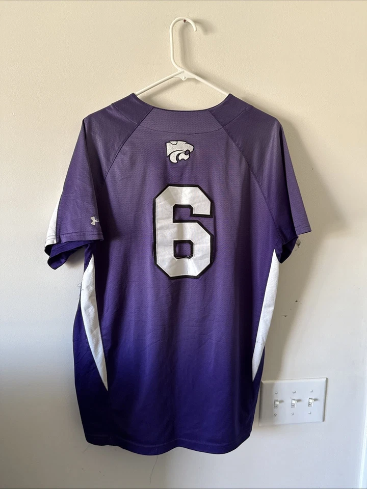CAMISETA DE BÉISBOL VINTAGE UNDER ARMOUR KANSAS STATE WILDCATS #6 TALLA L - PÚRPURA Foto 4 de 4