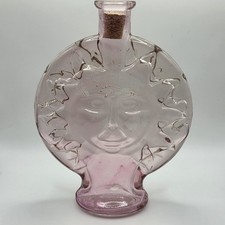 VTG PINK Sun Glass Bottle/Bud Vase 70’s Bohemian Boho Decor Cork Bubbles 7"