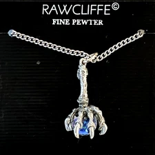 Rawcliffe Fine Pewter Necklace - Menacing Evil Claw Grasping a Mystical Sphere