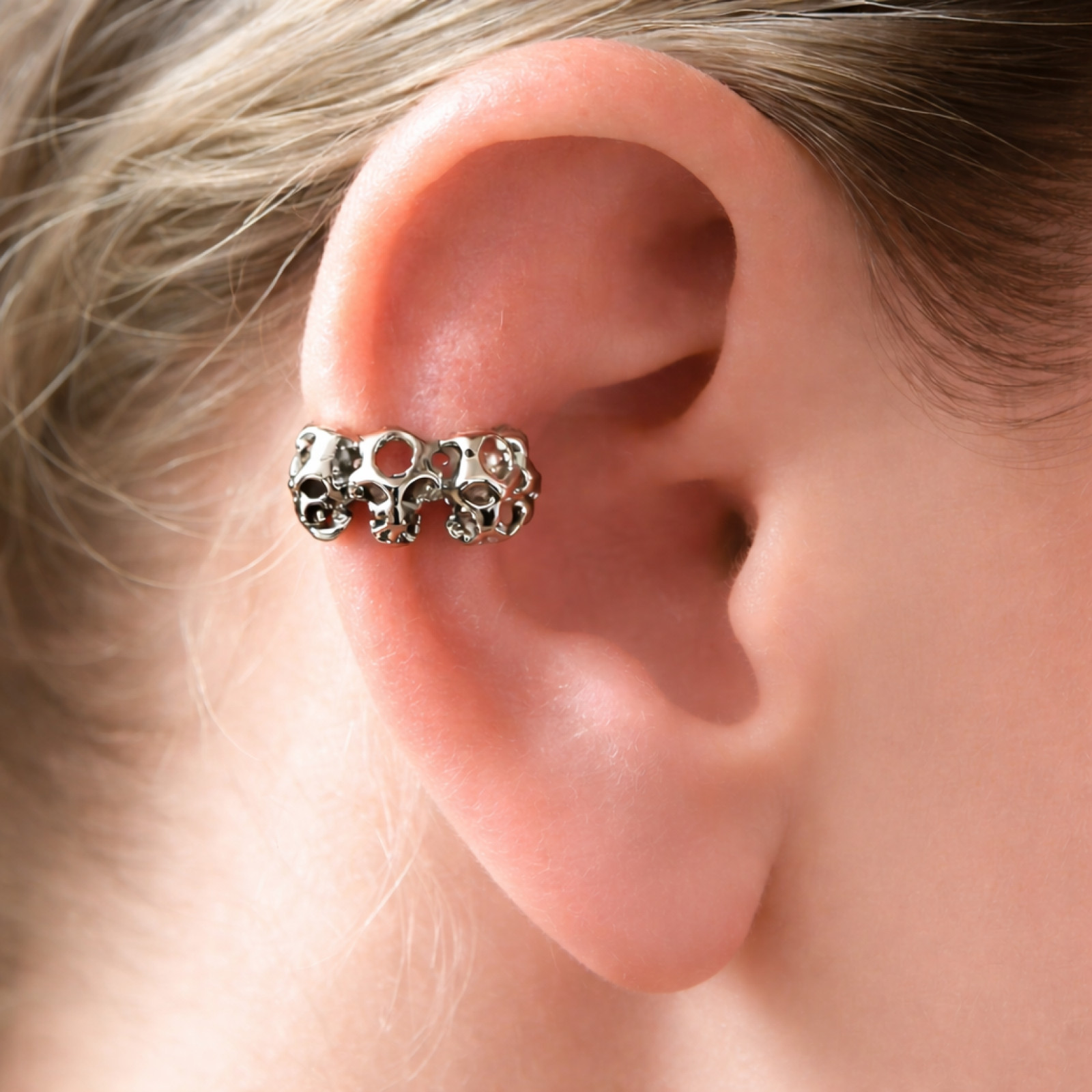Ear Cuff Skulls Beard Clip On Hair Helix Orbital Non-Piercing Jewellery & Boxed