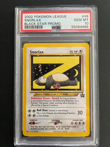 Pokemon 2002 Black Star Promo 49 Snorlax PSA 10