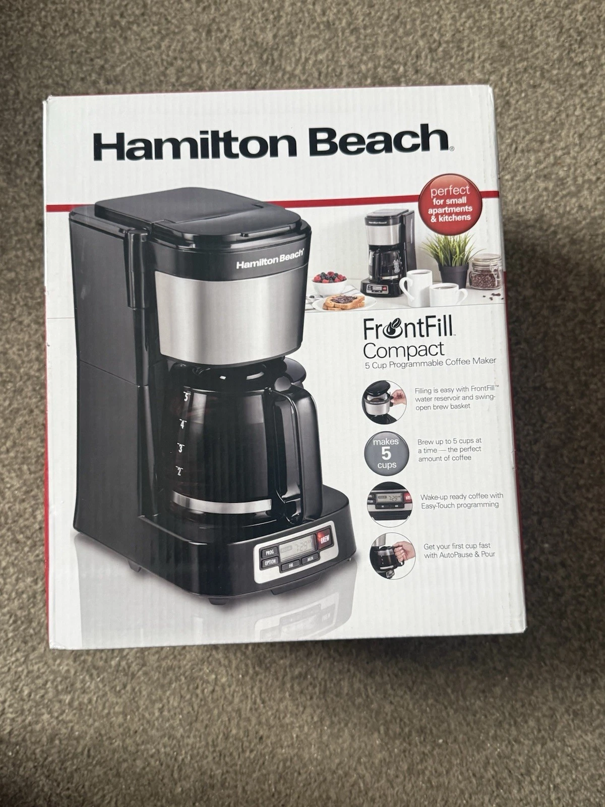 Hamilton Beach FrontFill Compact 5-Cup Programmable Coffee Maker 46111