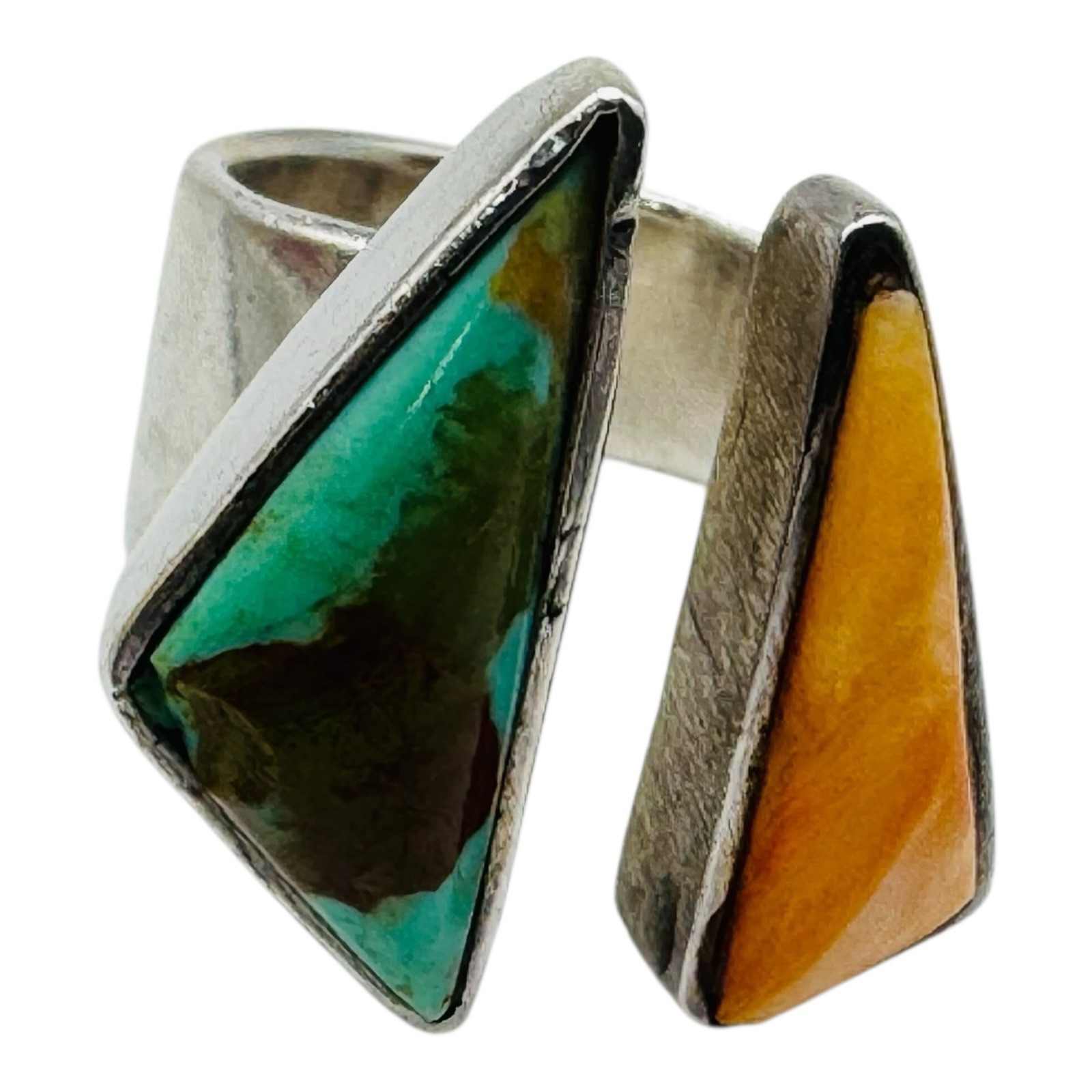 Sterling Silver Ring With Triangular Spiny Oyster… - image 1