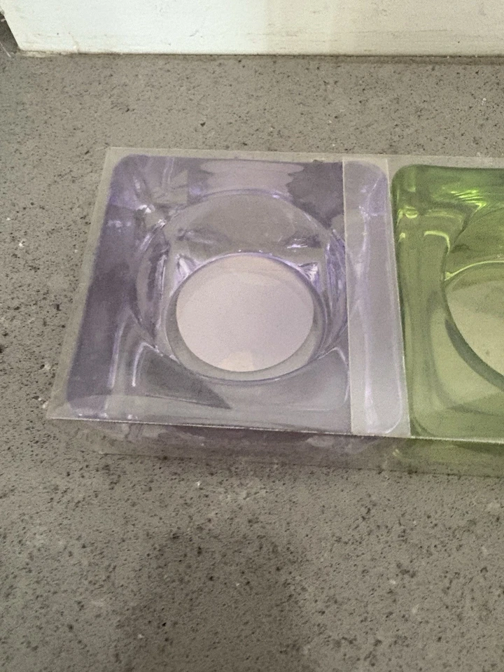 Pier One Votive Set Of 3 Cubed Clear Green Purple Purple New In Original Package - Image 4 of 4