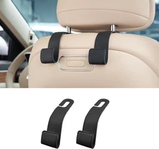 Car Seat Hooks - 2 Pack Upgraded Leather Headrest Hooks for Hanging Purse and Ba