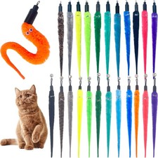 24 PCS Interactive Cat Toy Worm Refill Wand Attachment For Indoor Kitten Play