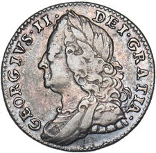 1757 Sixpence - George II British Silver Coin - Nice