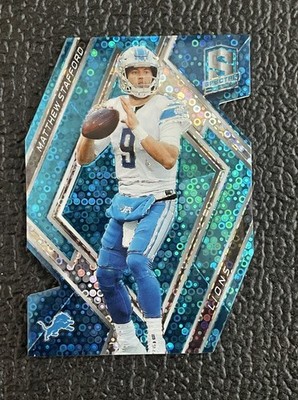 🔥MATTHEW STAFFORD 2018 SPECTRA NEON BLUE COLOR MATCH DIE-CUT XFRACTOR #d /35!🔥