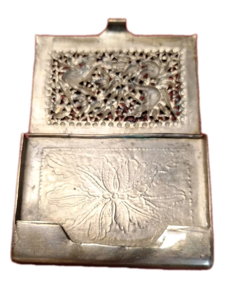 古董手工制作镀银身份证,信用卡夹/描绘战斗起重机 — 第 4/4 张图片